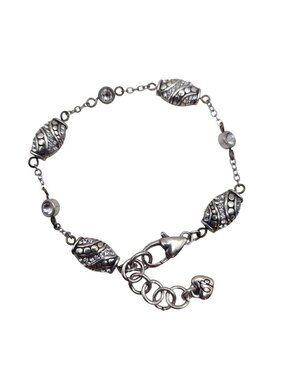 Brighton Bracelet Barrel Charm Link Silver Plated Crystal Retired Classic Gift